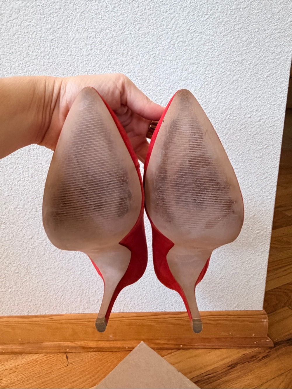 Madewell Flame Red Suede Pointed-Toe Pumps - Women's Heels - Picture 6 of 7